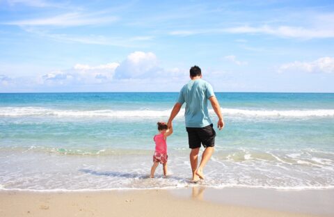 family beach camping