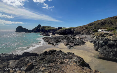 The beach at Kynance Cove on a summer's day