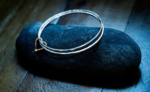 Silver Loveheart Bracelet made in Cornwall